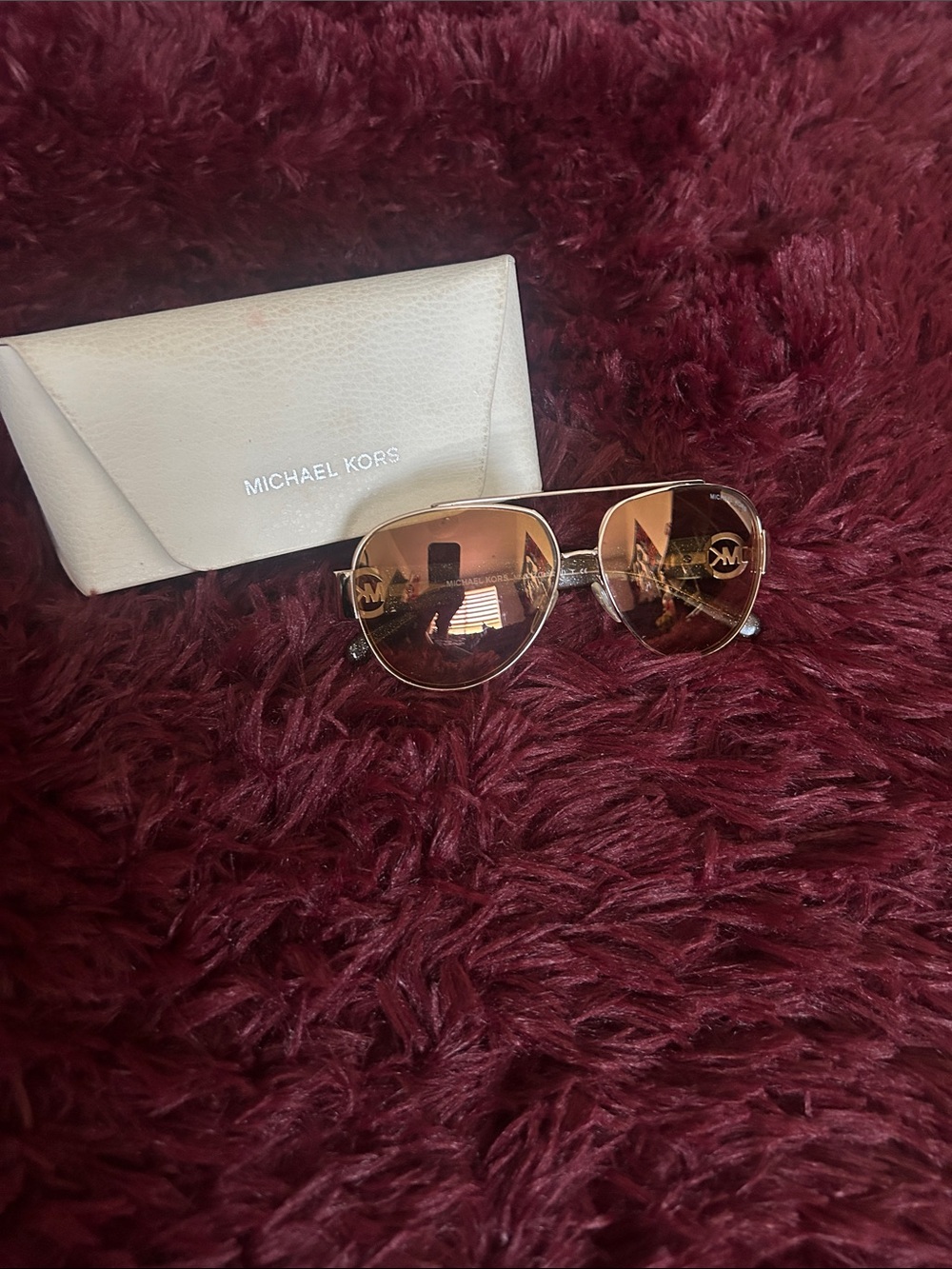 Michael Kors Gold Frame Sunglasses with Brown Lenses